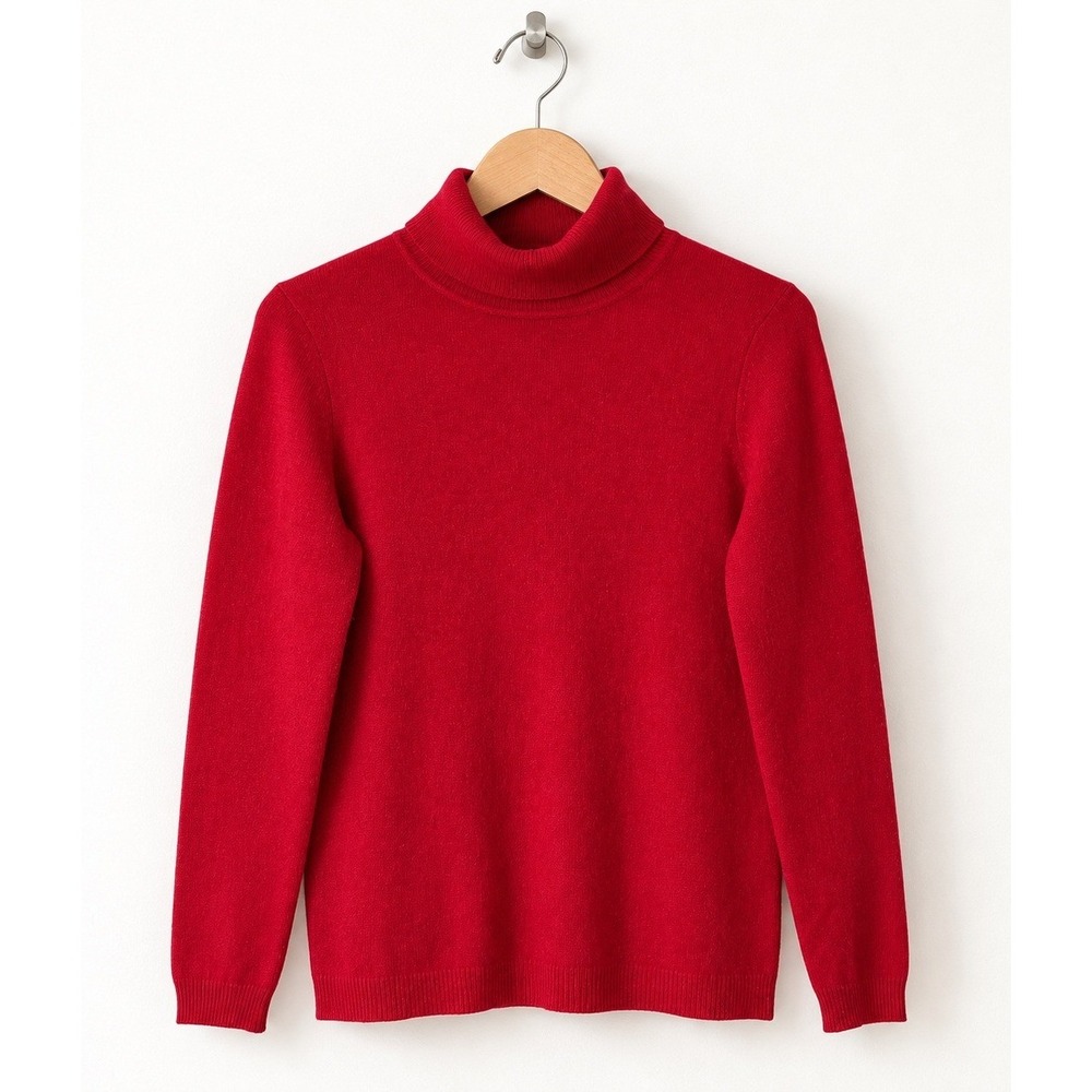 Charter Club Turtleneck Sweater Women Medium Red Cashmere Quiet Luxury Preppy